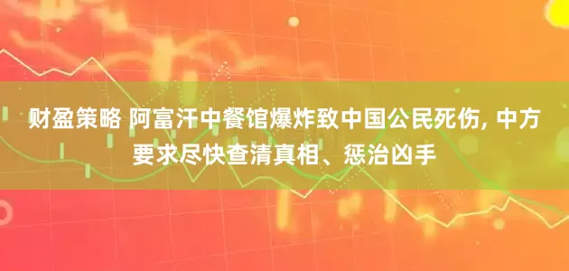 财盈策略 阿富汗中餐馆爆炸致中国公民死伤, 中方要求尽快查清真相、惩治凶手